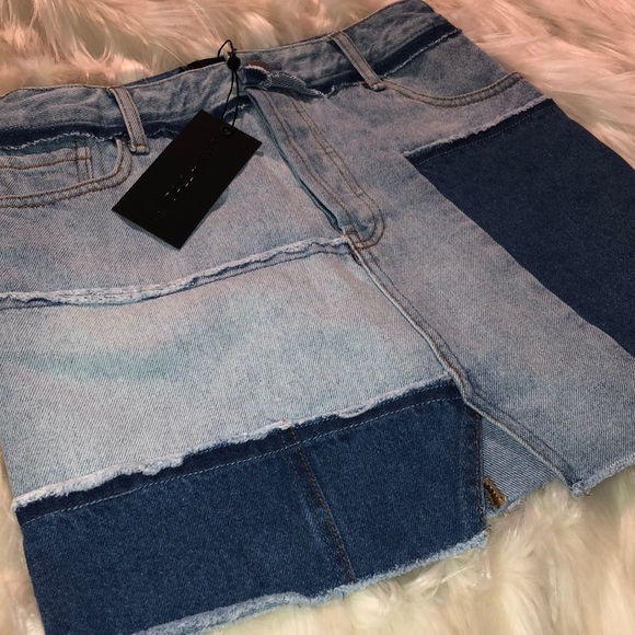 Kendall + Kylie Small Denim Patchwork Skirt, NWT - Picture 3 of 6